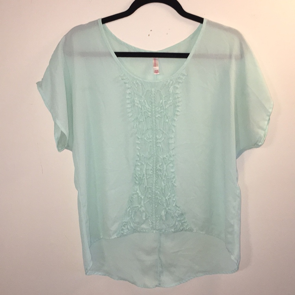 Light Mint Top with Lace Pattern
